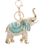 Lyckliga Elefant Nyckelringar Opal Rhinestone Söta Elefanter Nyckelringar Damväskor Berlock Kristall Nyckelring Dam (Blå)