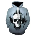 ZHRDRJB 3D Printed Hoodies,Unisex 3D Print Creative Skull Headset Hoodie Sweatshirt Couple Novelty Outerwear Tracksuits Hip Hop Streetwear Pullover With Pocket,S