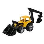 Plasto Traktor med frontlæsser og graver - Gul/Sort