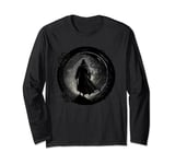 Black silhouette of a man in a hood Long Sleeve T-Shirt