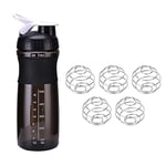 Timagebreze 800Ml Leak Proof Mixer Cup with 5 Blending Ball Mixing Bottles for Protein Shakes,Premium Fitness Accessories-Black