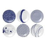 Royal Doulton Plate Set - Pacific Blue Collection Side Plates - Porcelain Tableware Set of 6 - Perfect for Sides, Salads and Desserts - 24cm