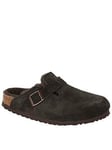 Birkenstock Boston Suede Shearling Wider Fit Clogs - Mocca Brown, Brown, Size 4, Women