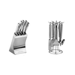 Morphy Richards Accents Knife Block, Satin, Stainless Steel Finish, Stainless Steel, 5-Piece & Richards Accents Gadget Set, 4 Piece - Stainless Steel