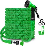 SHATCHI Garden Pipe,Flexible Expanding Magic Hose with 3/4", 1/2" Fittings,8 Functions Spray Nozzle, Blue or Green, 100FT/30m