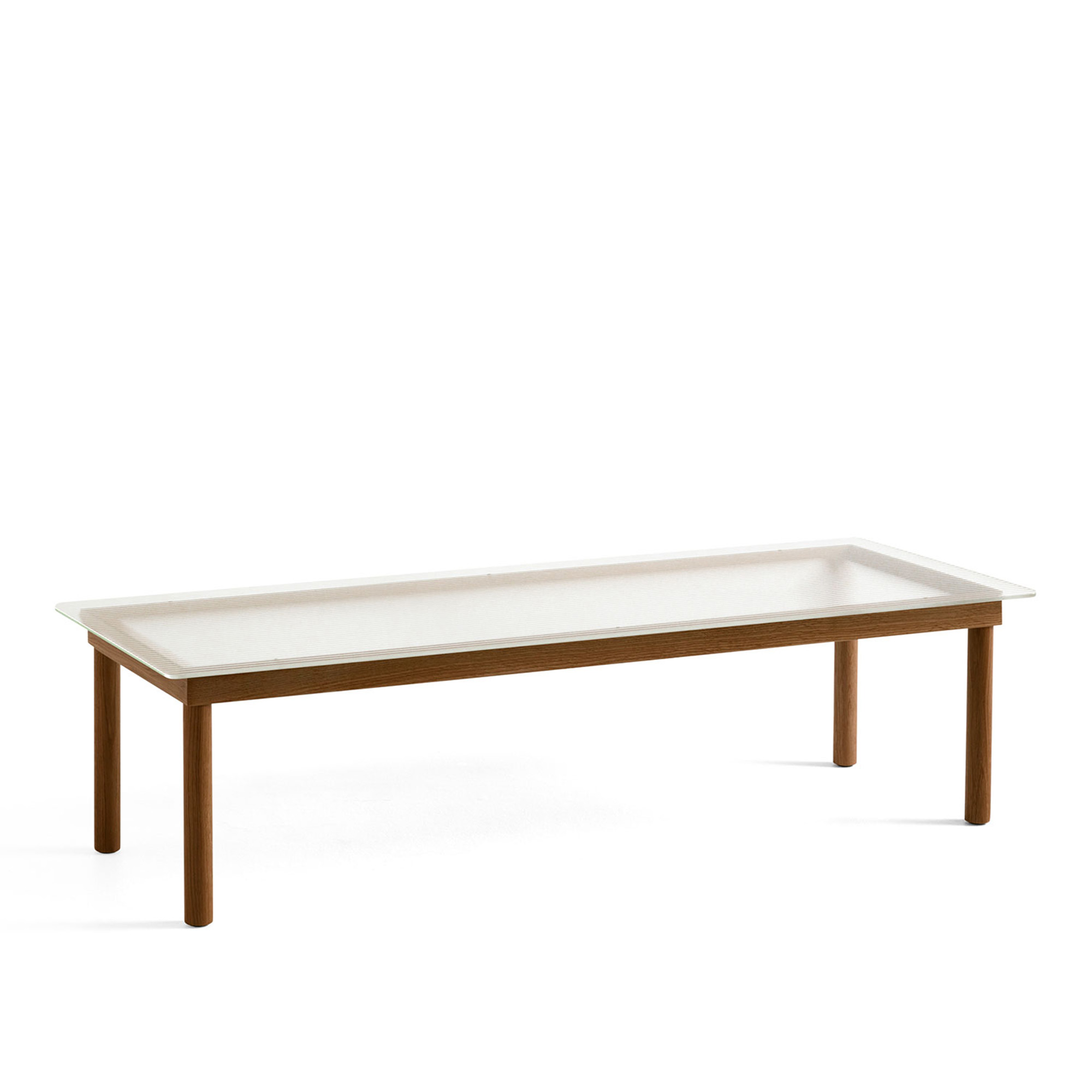 HAY - Kofi Water-Based Lacquered Walnut Frame W. Clear Reeded Glass Tabletop 140X50 - Soffbord - Martin Solem