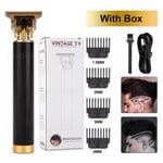 Boîte noire Tondeuse à cheveux électrique T9 sans fil, rasoir de barbier rechargeable par USB, rasage à 0 mm,