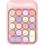 FELiCON Wireless Numeric Keypad, 2.4GHz Portable Mini Number Pad with Cute Color Fight Retro Round Key and USB Receiver, 18-Keys Financial Accounting Numeric Keypad for Laptop, PC, Desktop (Pink)