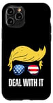 iPhone 11 Pro Deal With It Funny Trump Hair American Flag Sunglasses Joke Case