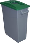 Solent Plastics 65 Litre Slim Bin Mobile Recycling Waste Catering Office Container with Lid - Open or Closed Lid - Handles - 4 Colours - Great Value (Green OPEN Lid)