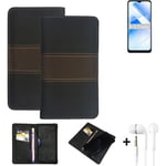Wallet Case + headphones for Oppo A53s 5G Protective Cover Brown