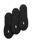 Ralph Lauren Ultra Low Trainer Socks, Pack of 3, Black/White