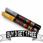 Posca Pc-1m Paint Art Marker Pens - Gold + Silver - 1 Of Each - Buy 4, Pay For 3