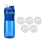 Timagebreze 800Ml Leak Proof Mixer Cup with 5 Blending Ball Mixing Bottles for Protein Shakes,Premium Fitness Accessories-Blue