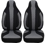 Housses de siège sur Mesure pour sièges de Voiture compatibles avec VW Caddy 3 2003–2010 conducteur et Passager FB : PL401 (Noir/Gris)