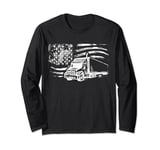 American Flag Truck Patriotic Design Patriot USA Fan Truck Long Sleeve T-Shirt