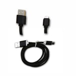 Doro Liberto 820 Mini Câble Data NOIR 1M en nylon tressé ultra Résistant (garantie 12 mois) Micro USB pour charge, synchronisation et transfert de données by PH26 ®
