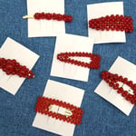 1pc Fashion Red Pearl Hair Clip Elegant Design Barrette Hairpin D