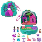 Polly Pocket Le Jardin du Paon Coffret jouet de voyage avec 2 mini-figurines, animaux et accessoires, HWN97