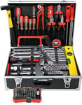 Famex Werkzeuge 121/164 pièces | Boîte à outils remplie | Boîte à outils | Kit d'outils pour la maison et le garage 755-58 Mallette à outils en aluminium 164 pièces