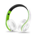 YUHUANG Bluetooth Headphones Over-Ear Wireless Headset Hi-Fi Stereo Earphones Bluetooth Headphone Music Headset FM And Support SD Card With Mic For Cell Phones/Laptop/PC (Color : White green)