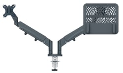 Leitz - Ergo Monitor arm space-saving dual with laptop arm - Dark grey