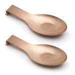 Pretty Jolly Stainless Steel Rose Gold Spoon Rest for Kitchen Counter Cooking Utensil Rest Spoon Ladle Holder for Stove Top Rust Resistant Large Spatula Rest Dishwasher Safe 9.61 x 3.74 in(2PCS)