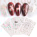 9 ark jul nagelkonst klistermärken självhäftande roséguld vintersemester jul snöflinga nageltillbehör nagelkonstdesign dekoration tillbehör