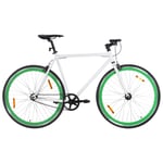 vidaXL Fixed gear cykel vit och grön 700c 59 cm 92269