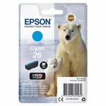 Genuine Epson 26, Polar Bear Cyan Original Ink Cartridge, T2612, C13T26124012