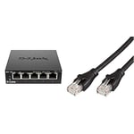D-Link Switch 5 Ports Gigabit Metallique 10/100/1000mbps(DGS-105) & Amazon Basics Câble réseau Ethernet RJ45 catégorie 6-15,24m