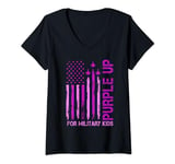 Womens Purple Up For Military Kids Military Child Month V-Neck T-Shirt