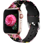Wepro Replacement Strap Compatible with Apple Watch Strap 41mm 40mm 38mm, Pattern Printed Soft Silicone Wrist Bands for Apple Watch SE/iWatch Series 7/6/5/4/3/2/1, 38mm/40mm/41mm-S/M, Pink Floral