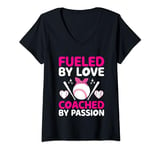 Womens Fueled By Love Coached By Passion Baseball Player Coach V-Neck T-Shirt