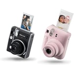 instax mini 40 instant film camera, easy use with automatic exposure, Black & mini 12 camera, BLOSSOM PINK
