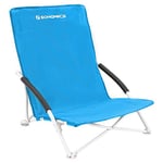 SONGMICS Chaise de Plage Portable, avec Dossier Haut, Pliable, légère, Confortable, Grande Charge, Chaise d’extérieur, Bleu GCB61S