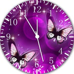 Maureen52Dorothy Purple Butterfly Wooden Wall Clocks Decorative Silent Non Ticking for Living Room Bedrooms Home Wall Art Decor