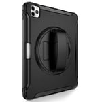 for 2020 iPad Pro 12.9 Inch Tablet PC Case with Handle and 360 Degree Rotating Kickstand Tablet Stand Case-Black