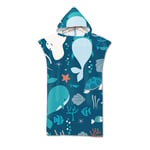 Sticker Superb. 3D Blue Ocean Animal Turtle Fish Octopus Towel Hooded Poncho, 75x110cm Large Beach Towel, Wetsuit Changing Towel Poncho with Hood Surfing Swimming Polyester (Blue 10)