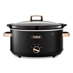 Tower T16043BLK Cavaletto 6.5 Litre Slow Cooker 3 Heat Settings Black Rose Gold