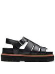 Clarks Orianna Twist Leather Platform Fisherman Sandals - Black, Black, Size 3, Women