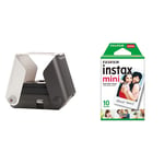 Kiipix KiiPix Portable Photo Printer | Instant Compact Printer, Jet Black & instax Mini Film, 10 Shot Pack