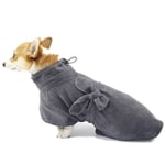 Dog Bathrobe Pet Dog Cat Microfiber Quickly Absorbing Water Bath Towel, Dog Drying Towel Robe with Belt for Large,Medium,Small Dogs, Puppy Cats Adjustible Easy Wear,Gray,M