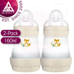 MAM Anti Colic Baby/ Kid's Feeding Bottle│Self Sterilising │Grey│160ml│Twin Pack