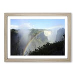 Big Box Art Victoria Falls Zimbabwe Rainbow Mountain Landscape Framed Wall Art Picture Print Ready to Hang, Oak A2 (62 x 45 cm)