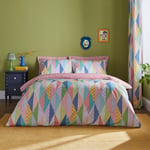 Joy Patchwork Pink Duvet Cover and Pillowcase Set Pink/Blue/Green