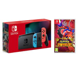 Nintendo Switch Neon Red & Blue & Pokémon Scarlet Bundle, Red,Blue