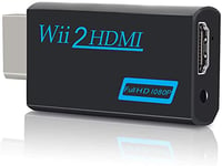 KJKT Convertisseur Wii vers HDMI, Wii vers HDMI 1080p 720p 60 Hz sortie vidéo audio prend en charge les jeux TV projecteur tous les modes d'affichage Wii et audio 3,5 mm prend en charge NTSC 480i 480p