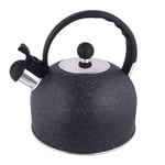 2.5L Tea kettles stovetop whistling Whistling Tea Kettle Anti-Hot Handle and Anti-Rust Suitable for All Heat Sources (Stainless Steel),Black