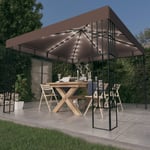 Paviljong med ljusslinga LED 3x3 m taupe